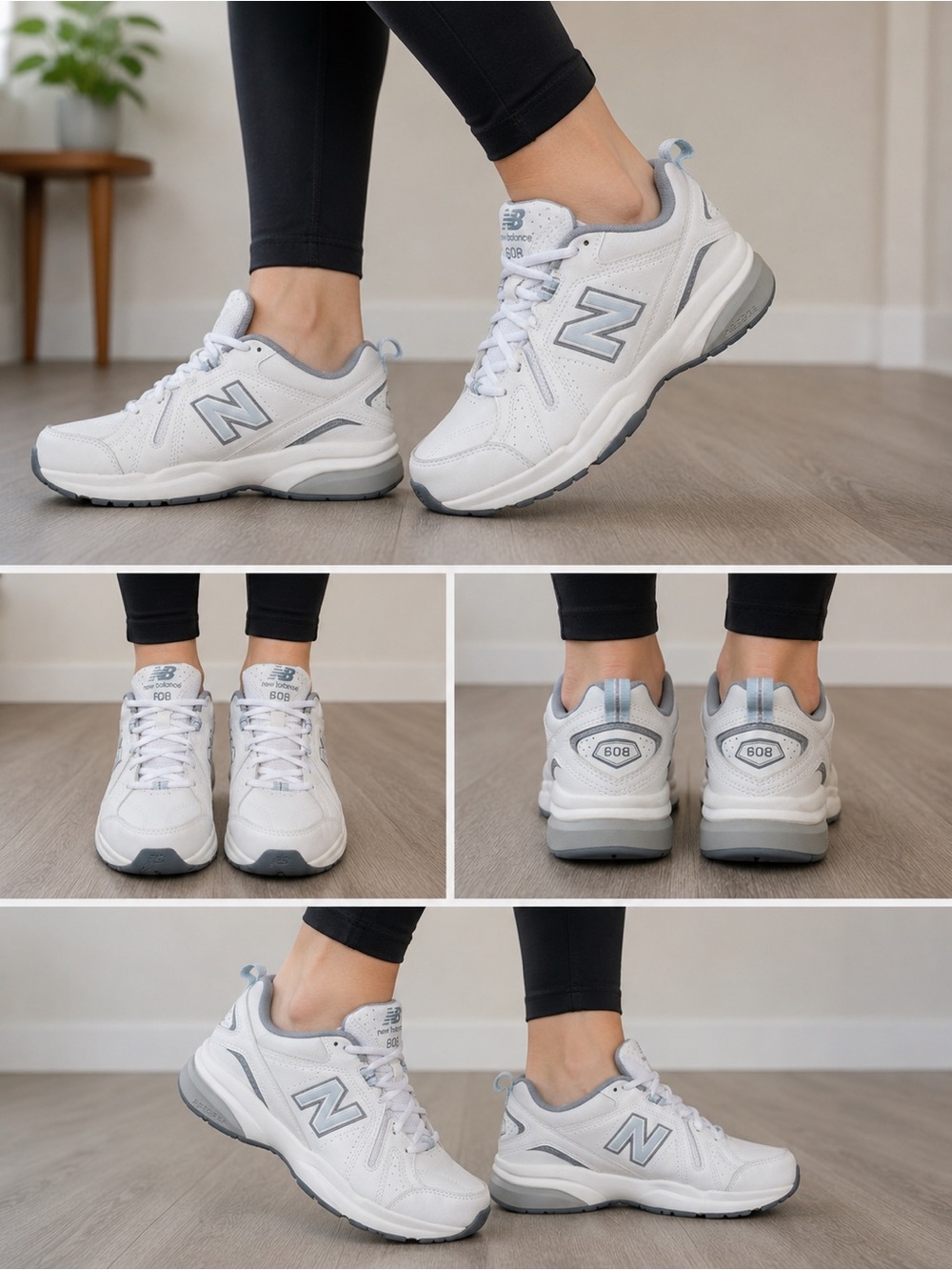 New Balance 608 V5 White Gray Walking Training Shoes Women’s Size 6.5